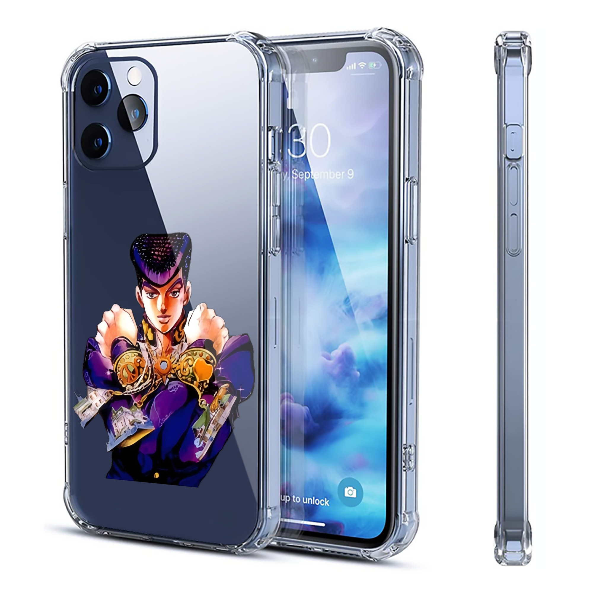 （画像用） ジョジョの奇妙な冒険 ひがしかた じょうすけ JoJo's Bizarre Adventure Higashikata Josuke 【iPhone 12シリーズ対応】透明スマホケース（クリアソフトケース）